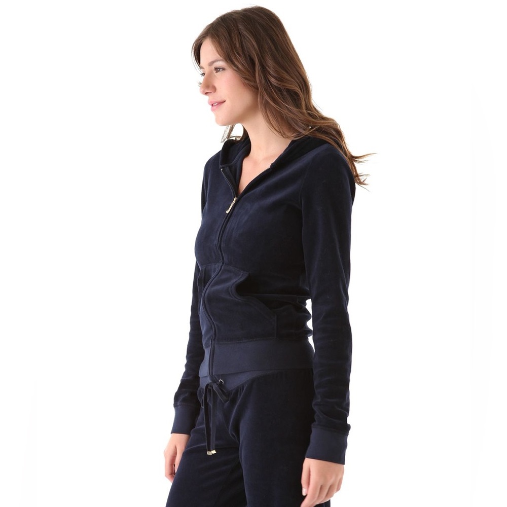Juicy Couture jacket, size M, black with gold zipper, material: velvet